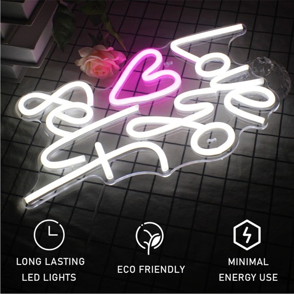 Love Yoself Neon Light Pink White Self Care Wall Bedroom Kids Teen Cute Decor - Picture 3 of 4